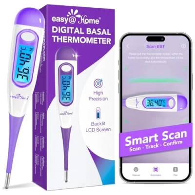 Image of Digital Basal Thermometer Ovulation with Backlight LCD Display, Premom APP(NOT Bluetooth), 1/100th Degree High Precision, Memory Recall, Tracking, Charting &amp; Natural Family Planning, Purple