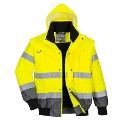 Image of Portwest C465 Hi Vis 3 in 1 Contrast Bomber Jacket Yellow/Grey, Small