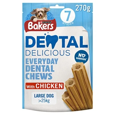 Image of Bakers Dental Delicious Large Dog Chews Chicken 270g, Pack of 6