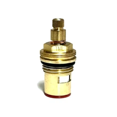 Image of Tap Cartridge Valve Clockwise to Open 24 Teeth on Spline 50mm Overall Height with Threaded Collar Supplied Solid Brass Screw CC6 Size