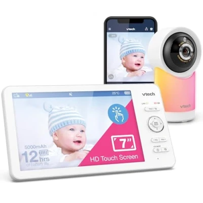 Image of VTech RM7768HD Smart Wi Fi Baby Monitor with 7&quot;Touch Screen and 1080p HD Camera,360Â Pan&amp;Tilt,135Wide View,Night Light,Soothing Sounds,Temperature Sensor,Motion Detection,Mobile Connect,iOS/Android