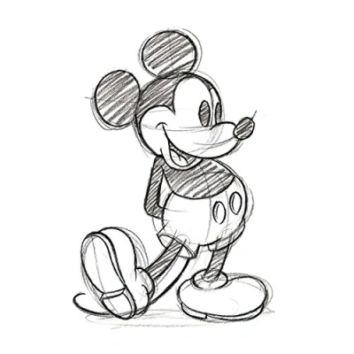 Image of Mickey Mouse &quot;Sketched Single&quot; Canvas Print, Cotton, Multi Colour, 3.20 x 60.00 80.00 cm