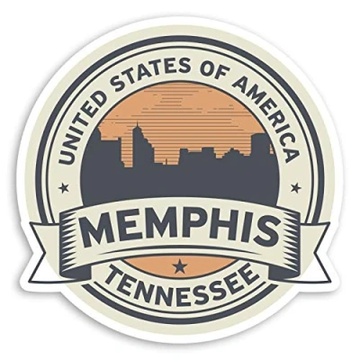 Image of 2 x 10cm Memphis Tennessee Vinyl Stickers USA America Luggage Sticker #34136 (10cm Wide)