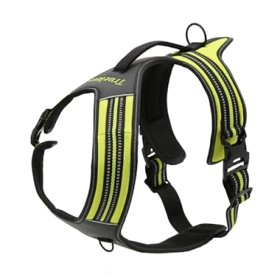 Image of Truelove Dog Harness With Handle Soft Padded Pet Vest,Reflective Material,Adventure Training,Strong Oxford Outer Layer for larger dogs TLH5551 (Neon Yellow,L)