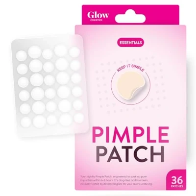 Image of Pimple Patch Essentials Glow Cosmetics 36 Hydrocolloid Patches by Cosmetics, Day &amp; Night Time Spot Treatment Stickers for Acne