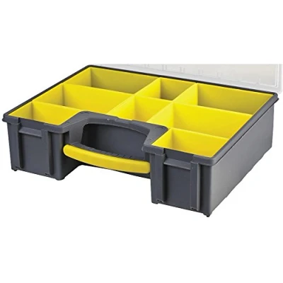 Image of DURATOOL D00418 8 Compartment Grey/Yellow Organiser Case with Removable Tray 420mm x 334mm 115mm