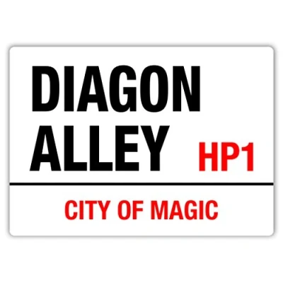 Image of wtf Diagon Alley Sign Sticky Pads Metal Wall Plaque Art Inspirational