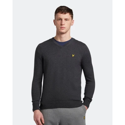 Image of Lyle &amp; Scott V NECK Jumper, Men&#039;s, Size: Large, Charcoal