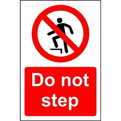 Image of Do not step safety sign Self adhesive sticker 200mm x 150mm