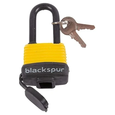 Image of Yellow 4cm Long Shackle Laminated Steel Weatherproof Padlock By Blackspur