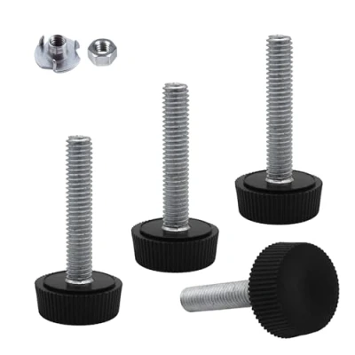 Image of SKIR&#039;CO 4 pcs, Furniture Leveling Feet M6 x 30 mm, Adjustable Round Legs 20 mm Diameter, Thread Leveler Foot (Nuts Included)