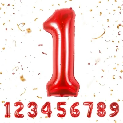 Image of Number Balloons 1,Red 1 for Birhtday Party Decoration,40 Inch Giant Helium Foil Boys Girls 1th Birthday Decor Anniversary Decorations Supplies
