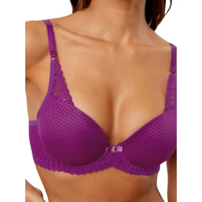 Image of Triumph Womens Aura Spotlight Padded Plunge Bra Purple Polyamide Size 34DD