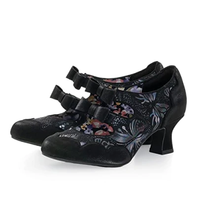Image of Ruby Shoo Sophia Mid Heel Bow Shoes Black Butterfy UK 7