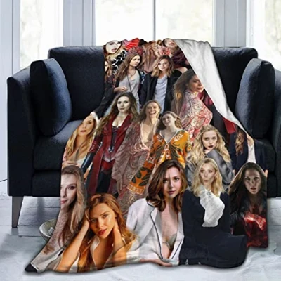 Image of Suehome Blanket Elizabeth Olsen Soft and Comfortable Wool Fleece Throw Blankets for Sofa Office car Camping Yoga Travel Home Decoration Cozy Plush Beach Gift