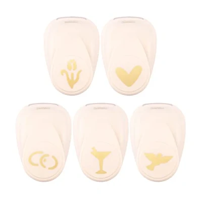 Image of Vaessen Creative Craft Paper Punch Wedding 5 Pcs Various Sizes Circle Cutter for Crafting and Card Making Heart, Pigeon, Glass, Rings, Tulip, Ivory