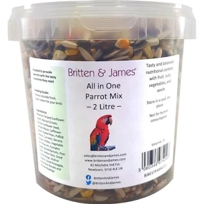Image of best all in one parrot mix from Britten &amp; James (2L tub) This superb has been created with no expense spared to be the very balanced food for your