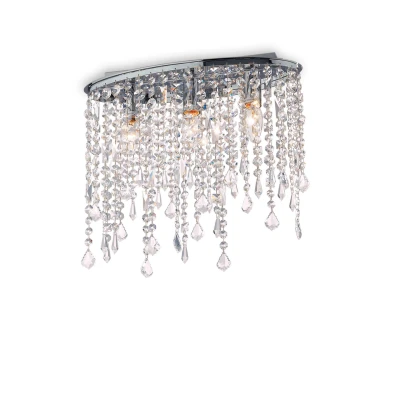 Image of Rain Clear 3 Light Small Ceiling Flush Chrome, E14