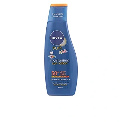Image of NIVEA Sun Kids Protect &amp; Care FP50+ Milk (1 x 200 ml), Water Resistant Children&#039;s Sunscreen Very High Protection for Children