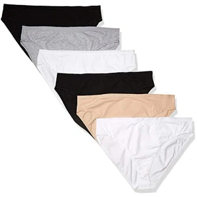 Image of Amazon Essentials Women&#039;s Cotton High Leg Brief Underwear (Available in Plus Size), Pack of 6, Neutral, XL