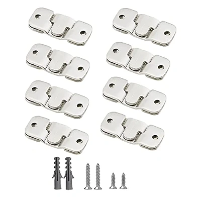 Image of WeqeYent 8 Pairs(16 Pcs) Flush Mount Bracket Concealed Interlocking Hang Buckle Stainless Steel Photo Frame Hook Hardware Hanging for Pictures Mirrors Frames Furniture Connector(44MM)