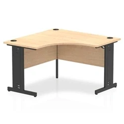 Image of Impulse 1200mm Corner Office Desk Maple Top Black Cable Managed Leg