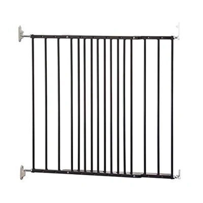 Image of Safetots Top of The Stairs Screw Fitted Stair Gate, Black Metal, 62.5cm 106.8cm, Metal Baby Fit Safety Barrier, Stylish and Practical Gate