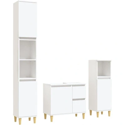 Image of vidaXL 3 Piece Bathroom Cabinet Set White Engineered Wood