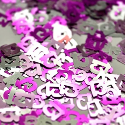 Image of 14g Pink &amp; Silver 13th Birthday Confetti Foil Metallic Glitz Table Scatter Sprinkles Age Bday Party Decorations