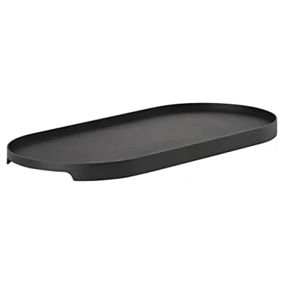 Image of Zone Denmark Oval tray in powder coated steel 35 x 16 1.8 cm Elegant multifunctional accessory for serving, decorating and organizing ideal kitchen, bathroom or living room black