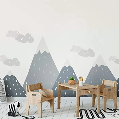 Image of Ambiance Stickers Scandinavian Nordic Mountains Wall Decals, DIY Home Decor, Peel and Stick Removable Stickers, Waterproof Self Adhesive Art H50 x L140 CM