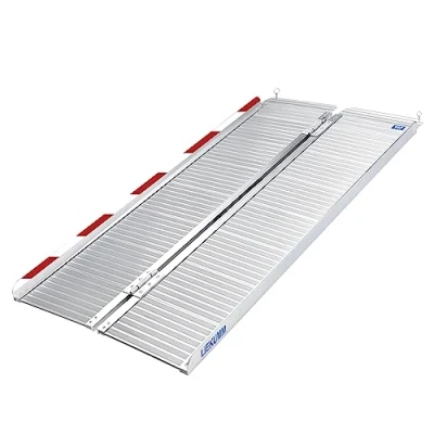 Image of LIEKUMM Wheelchair Ramps, 152Lx71.5W Folding Aluminium Ramps for Wheelchairs, Portable Disabled Steps,Stairs,Handicaps,Doorways, 300KG Capacity
