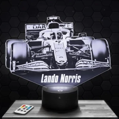 Image of Bedside lamp Formula 1 F1 Night Light L. Norris 3D LED Illusion lamp, Christmas Birthday Gift idea for Boys and Girls Children&#039;s or Adult Bedroom TOP