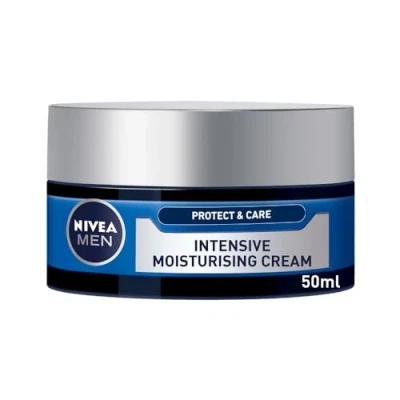 Image of NIVEA MEN Protect &amp; Care Intensive Moisturising Cream Mens Face Moisturiser Enriched With Aloe Vera Pro Vitamin B5 Nourishing Strengthening Non Greasy For Dry Skin Pack 50 ml x 3