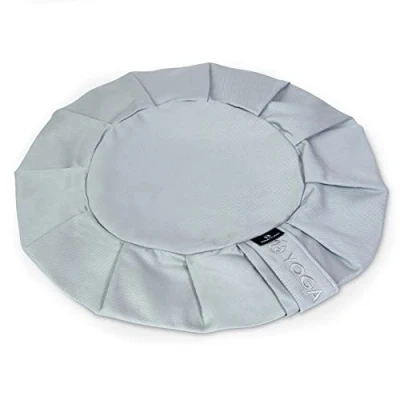 Image of Yoga Studio Spare EU Round Zafu Meditation Cushion Organic Cotton Removable Washable Cover Carry Handle (Light Grey)