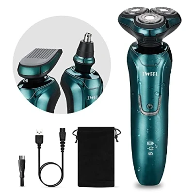 Image of Electric Razor for Men, Shaver Beard Men Face 3 in 1 Rotary Shavers Nose Sideburn Trimmer Cordless Rechargeable Shaving Kit Wet Dry Use Waterproof IPX7