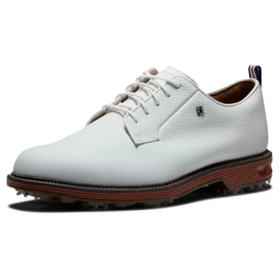 Image of FootJoy Men&#039;s Premiere Series Field Golf Shoe, White/White/Brick, 9.5 UK