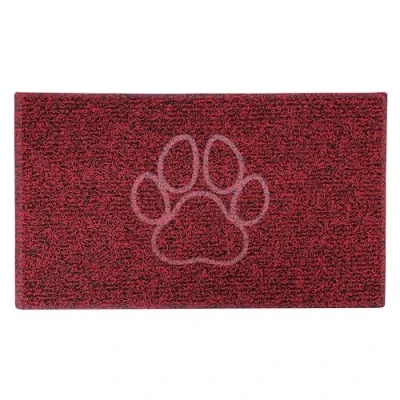 Image of Nicoman PAW Embossed Shape Door Mat Trapper Jet Washable Doormat (Use Indoor or Sheltered Outdoor), Medium (75x44cm), Red with Black