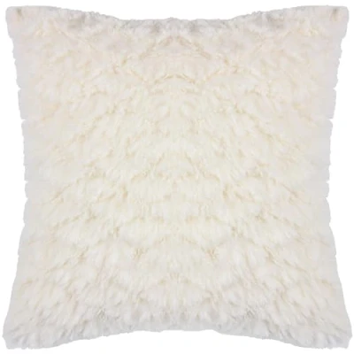 Image of Heya Home Fluff Ball Faux Fur Feather Filled Cushion Cream Size 45 cm x