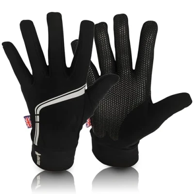 Image of Kratos Waterproof Thermal Gloves Ambidextrous Mens and Ladies Running Gloves, Touch Screen with Reflector Strip, Anti Slip Padded Winter for Cycling, Skiing, Walking