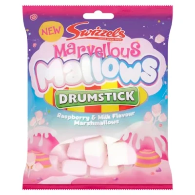 Image of Swizzels Marvellous Mallows Drumstick Raspberry &amp; Milk Flavour Marshmallows 125g