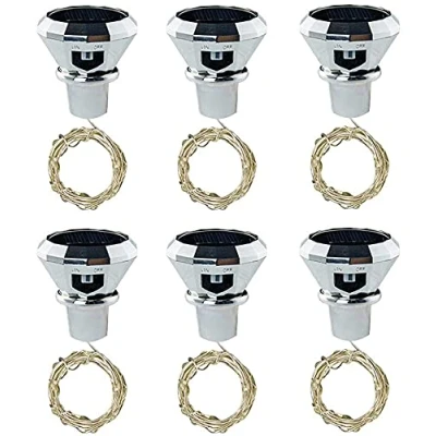 Image of 6 Pack Solar Wine Bottle Lights, Toifucos 2M 20 LEDs String Fairy Lights Outdoor Waterproof Diamond Cork for Wedding Holiday Garden Patio Pathway Decor Lamp