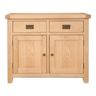 Image of Oak and Pine Online Chunky Solid Harrogate Natural 2 Door Drawer Sideboard Cabinet Cupboard Living Dining Room Furniture