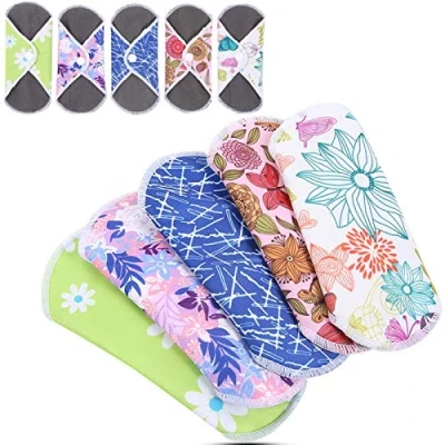 Image of Menstrual Pad Reusable Waterproof Bamboo Charcoal Fiber Cloth Washable Women Sanitary Bladder Support &amp; Incontinence Pads Overnight Long Panty Liners for Comfort and Support(#1)