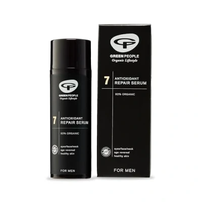 Image of Green People for Men No.7 Antioxidant Repair Serum 50ml Natural &amp; Organic Men’s Face Anti Ageing Eye, Neck Paraben Free Ethanol Cruelty Vegan
