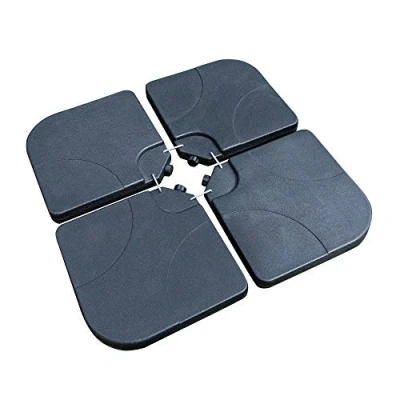 Image of Alfresia 4 Part Parasol Base Plastic, Heavy Duty, Portable 60 Litre Sand or Water Filled Cantilever Base, Ideal for Banana Hanging and Umbrella Parasols, Black