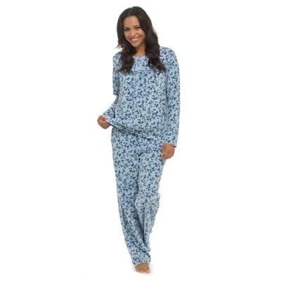 Image of Undercover Ladies Polar Fleece Pyjamas LN404 Blue Floral 14 16