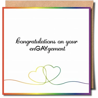 Image of Congratulations on your EnGAYgement Greeting Card Lesbian engagement Gay LGBTQIA+ LGBT 150mm x Premium 300gsm