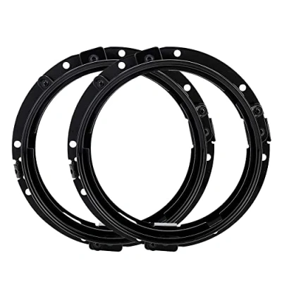 Image of 7&#039;&#039; Motorcycle Headlight Round Ring Bracket Black Mounting Chrome Mount for Je ep W Rangler Da vidson (Black 2 PCS)