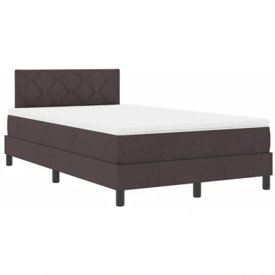 Image of vidaXL Box Spring Bed with Mattress Dark Brown 120 x 200 cm Fabric